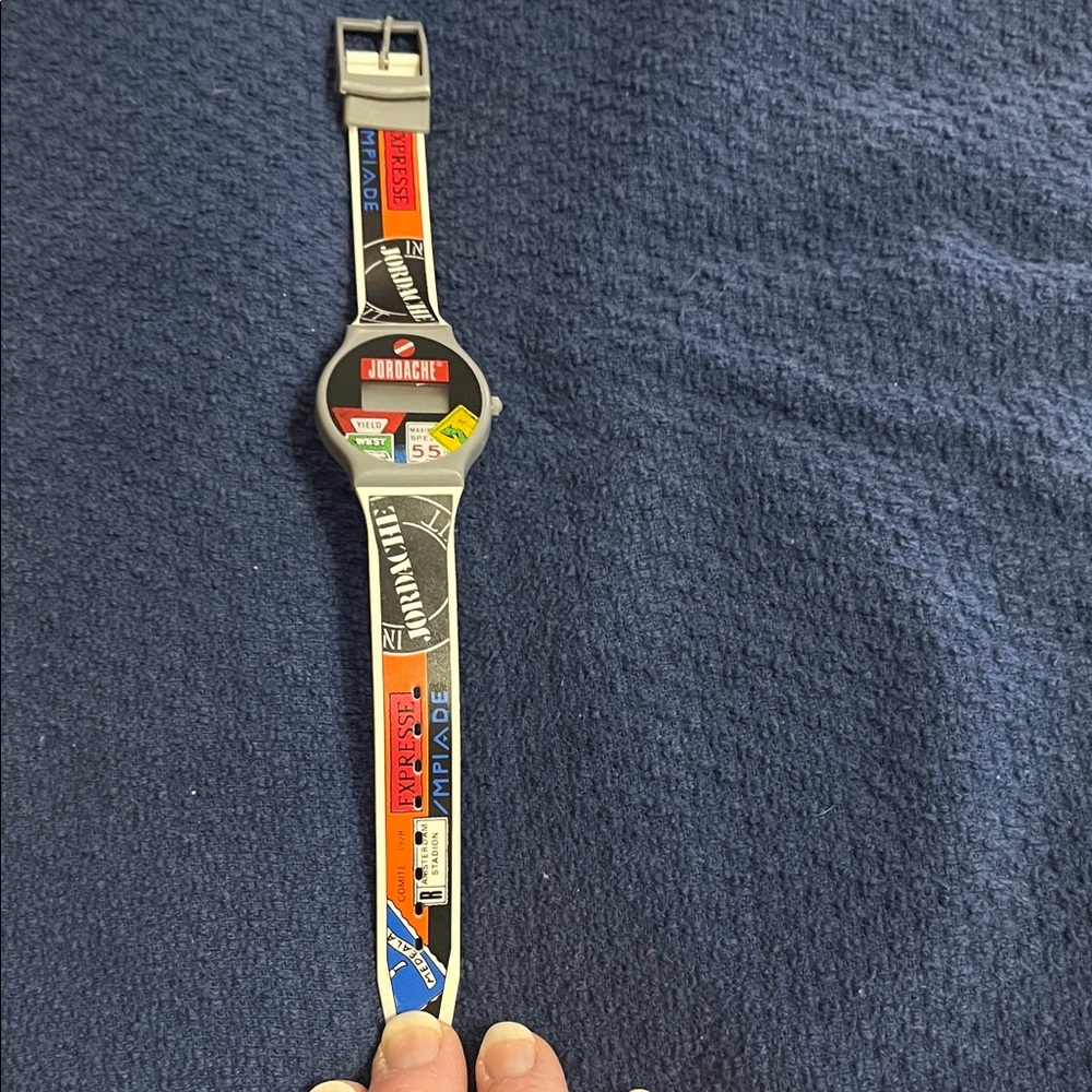 Jordache Graphic Watch with Red and Blue Highlights